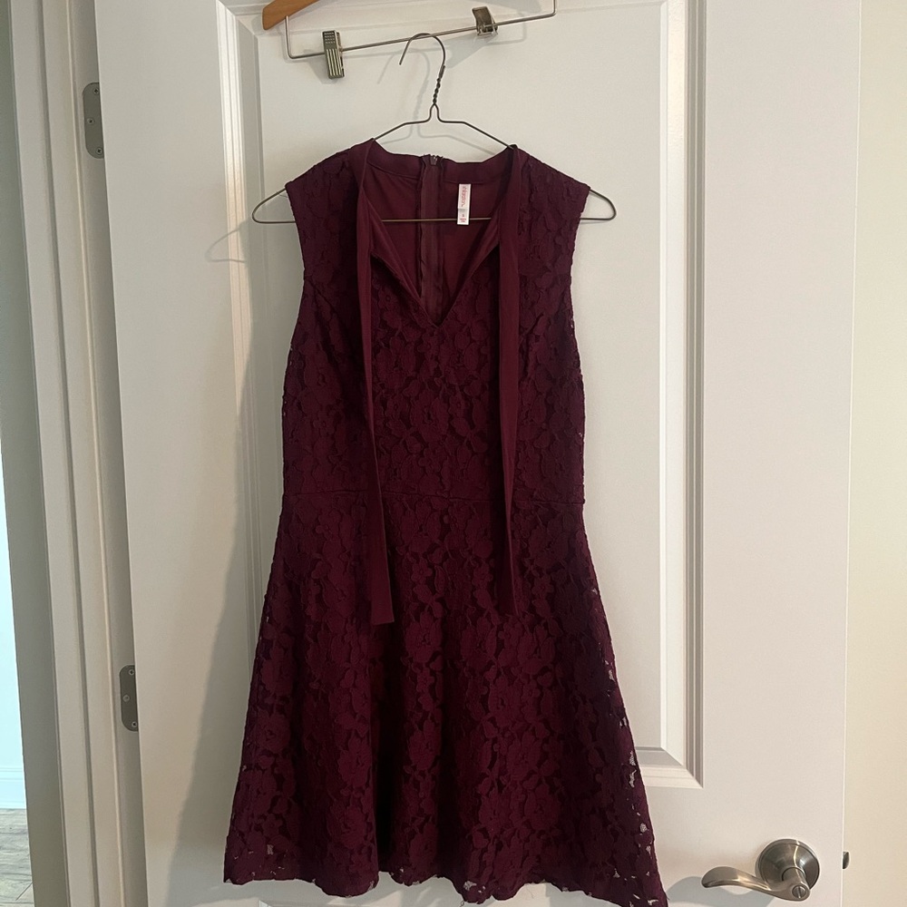 Xhilaration Deep Red Lace Mini Dress